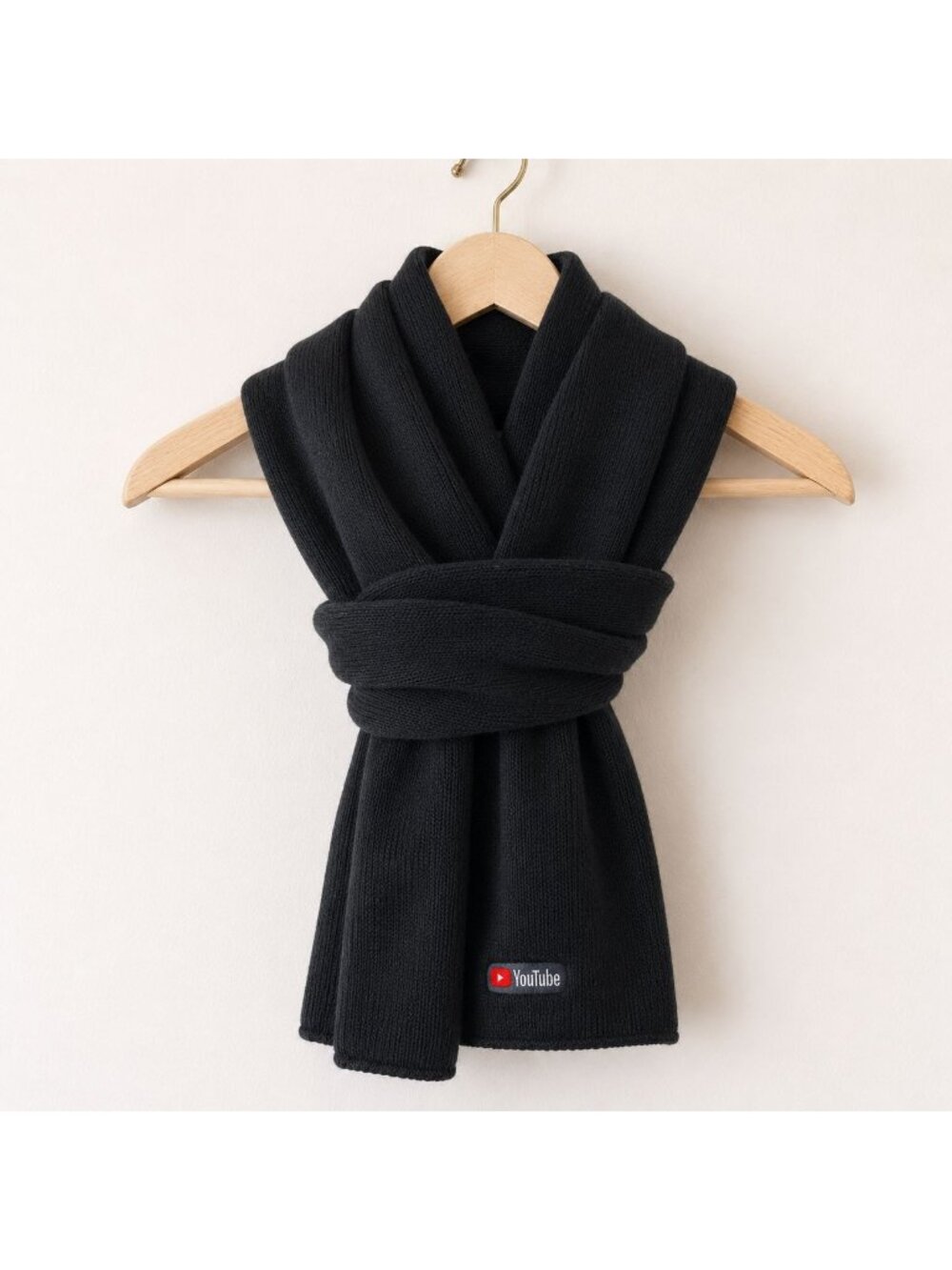 YouTube Logo Knit Scarf Black Acrylic Winter Scarf Promo Merchandise Unisex